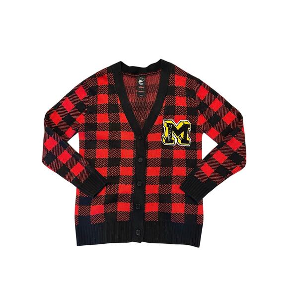 Disney x Forever 21 Varsity Mickey Mouse Patch Cardigan Buffalo Plaid Size M - Picture 2 of 11
